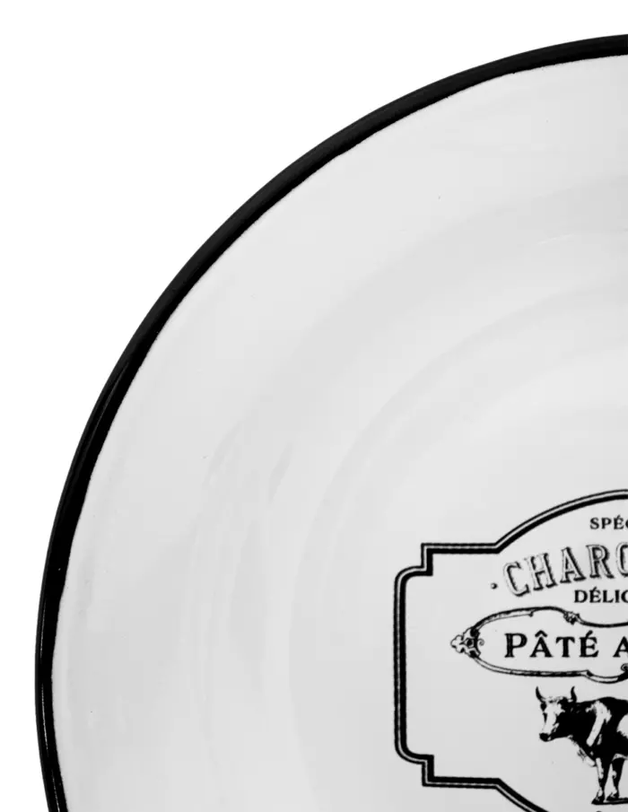 Plato de peltre blanco c/estampado vaca diseño francés de 16x3cm - Image 3