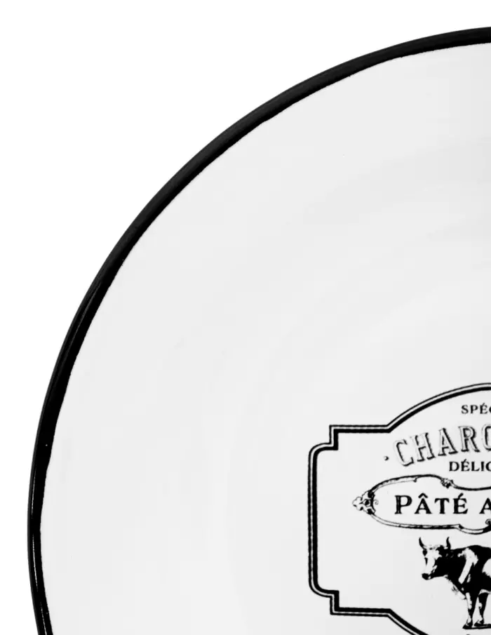 Plato de peltre blanco c/estampado vaca diseño francés de 20x3cm - Image 3