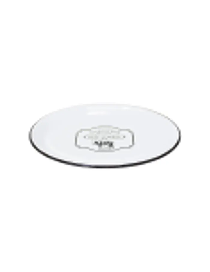 Plato oval de peltre blanco c/estampado vaca diseño francés de 28x17x3cm - Image 2