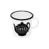 Taza de peltre blanca estampado de cafetera y texto COFFE de 9x9x8.5cm - Image 2