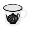 Taza de peltre blanca estampado de cafetera y texto COFFE de 11x11x10cm - Image 2