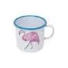 Taza de peltre blanca con diseño de flamingo de 9x9x8cm - Image 2