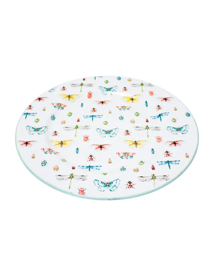 Plato de peltre blanco diseño insectos de 34x34cm - Image 2