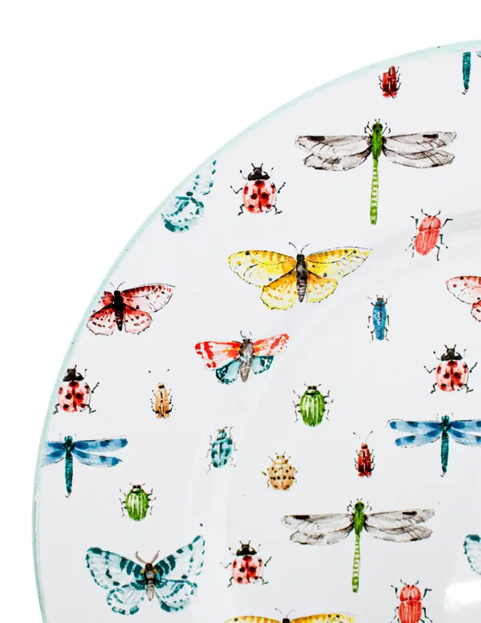 Plato de peltre blanco diseño insectos de 34x34cm - Image 3