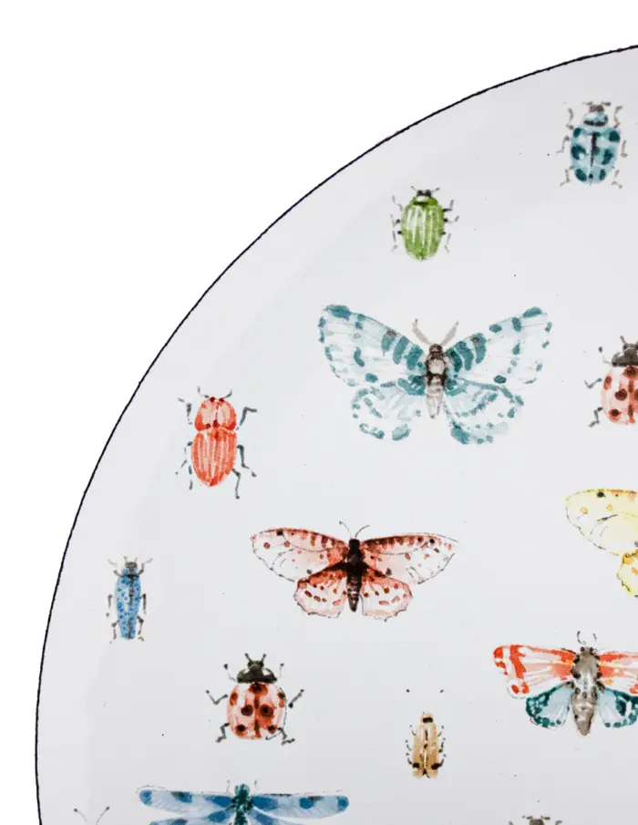 Plato de peltre blanco diseño insectos de 27x27cm - Image 3