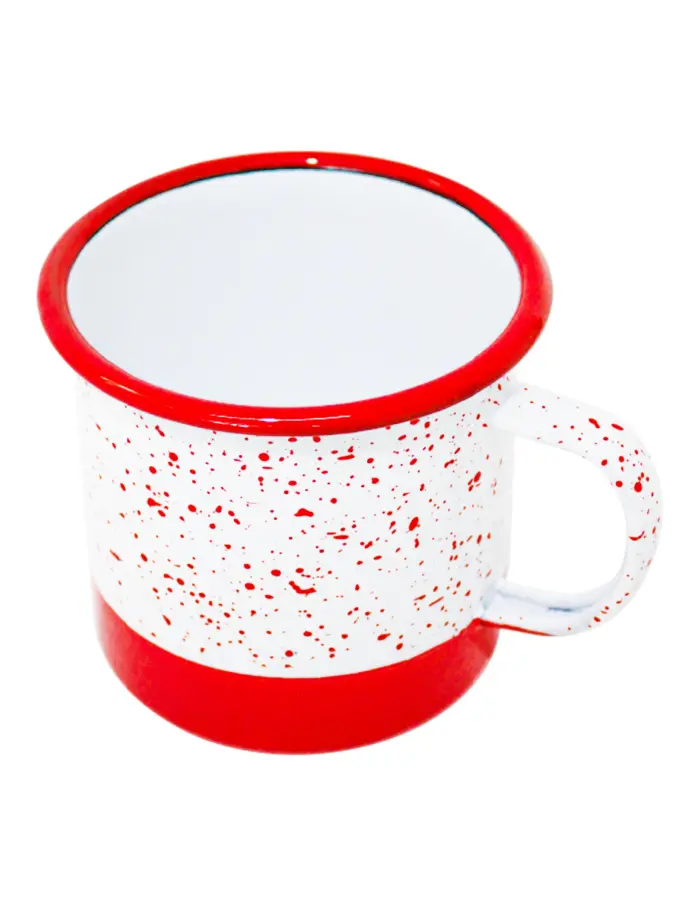 Taza de peltre rojo con blanco y puntos de 10x10x9.5cm - Image 2