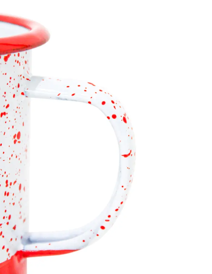 Taza de peltre rojo con blanco y puntos de 10x10x9.5cm - Image 3