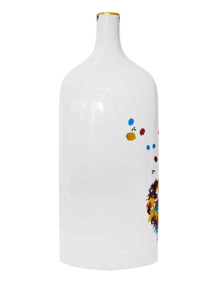 Florero de porcelana diseño botella blanca con caballo de colores de 17x8.7x43.5cm - Image 3