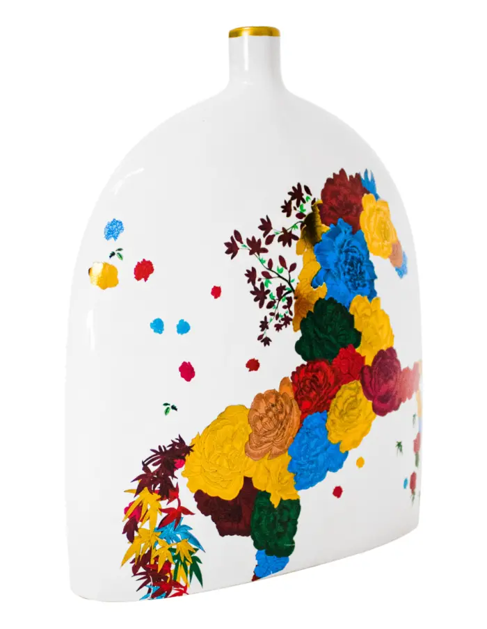 Florero de porcelana diseño botella blanca con caballo de colores de 25.8x8x30cm - Image 2