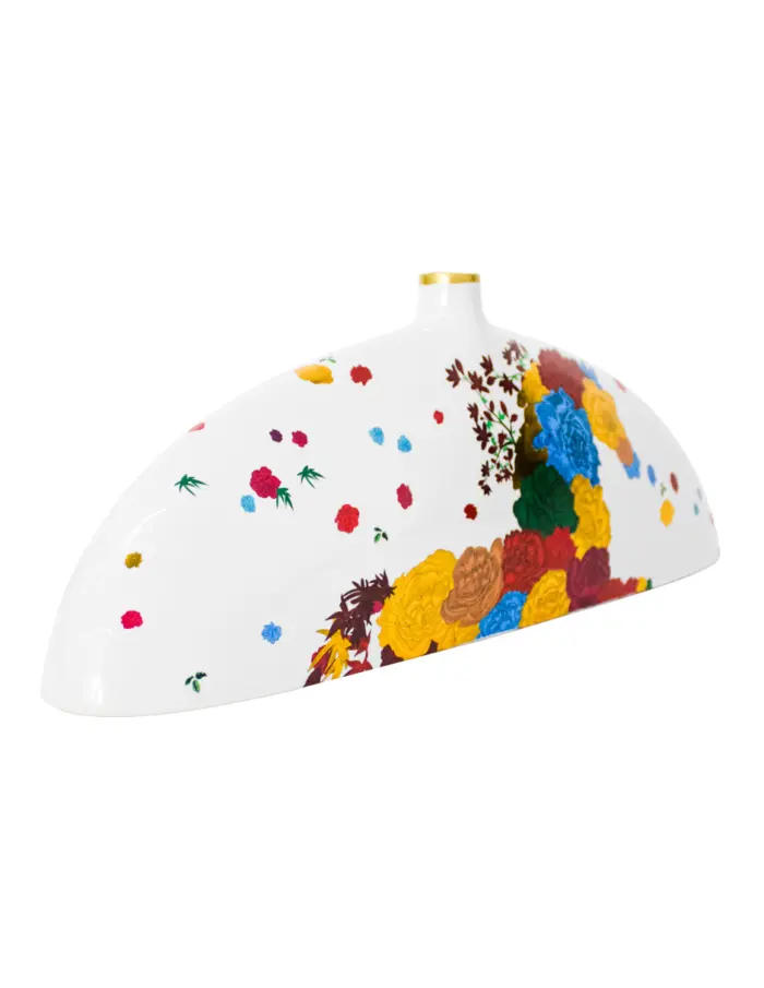 Florero de porcelana diseño botella blanca con caballo de colores de 45.6x8x17cm - Image 2