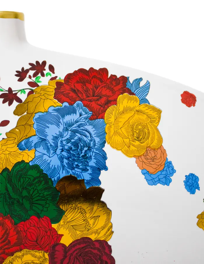 Florero de porcelana diseño botella blanca con caballo de colores de 45.6x8x17cm - Image 3