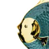 Platón de porcelana diseñó pescado verde con dorado de 38x31x3.8cm - Image 3