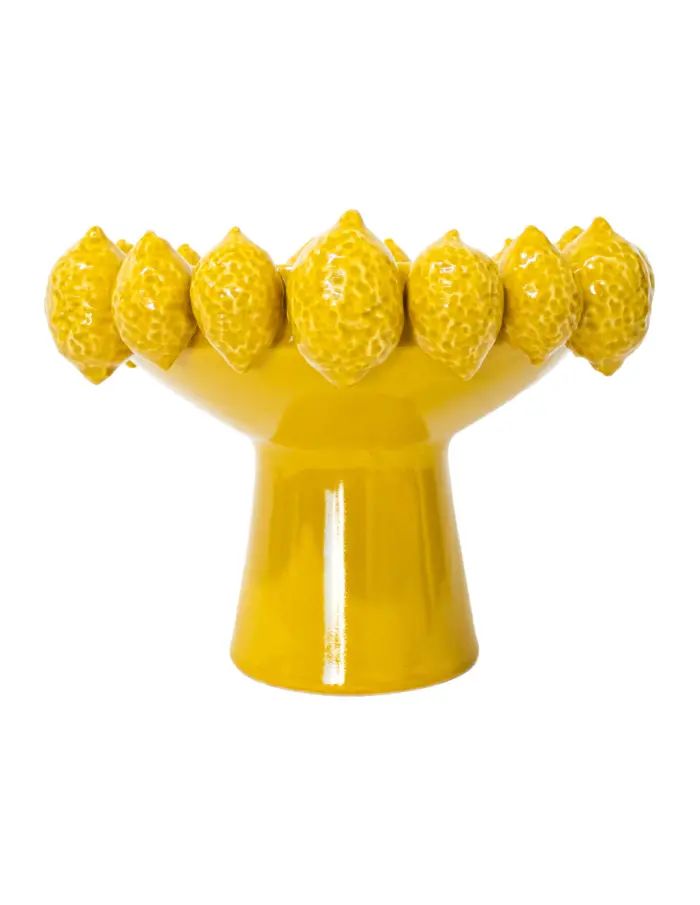Frutero de porcelana amarillo con limones en las orillas de 33.8x33.8x24cm - Image 2