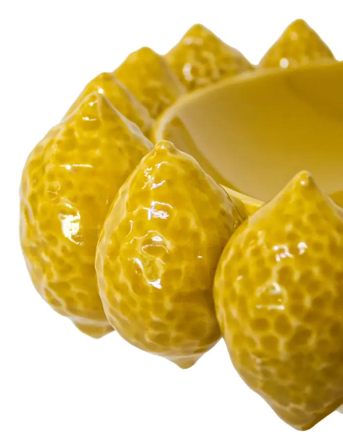 Frutero de porcelana amarillo con limones en las orillas de 33.8x33.8x24cm - Image 3