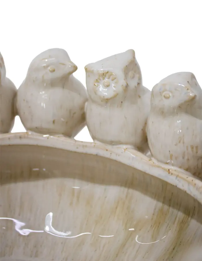Base de porcelana blanca con buhos en la orilla de 34.7x34.7x13.5cm - Image 3