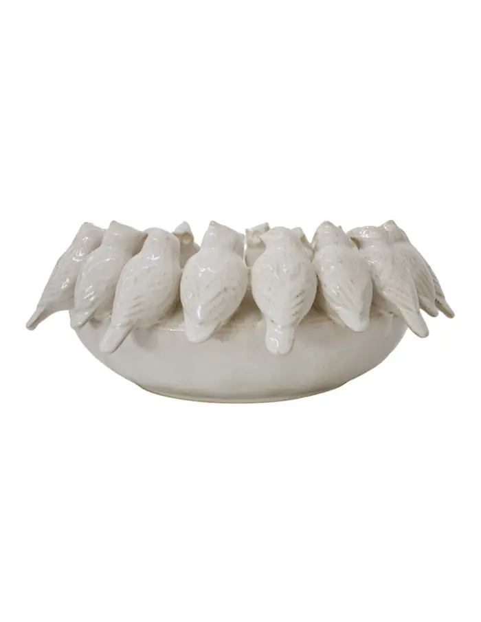 Base de porcelana blanca con buhos en la orilla de 37.5x37.5x15cm - Image 2