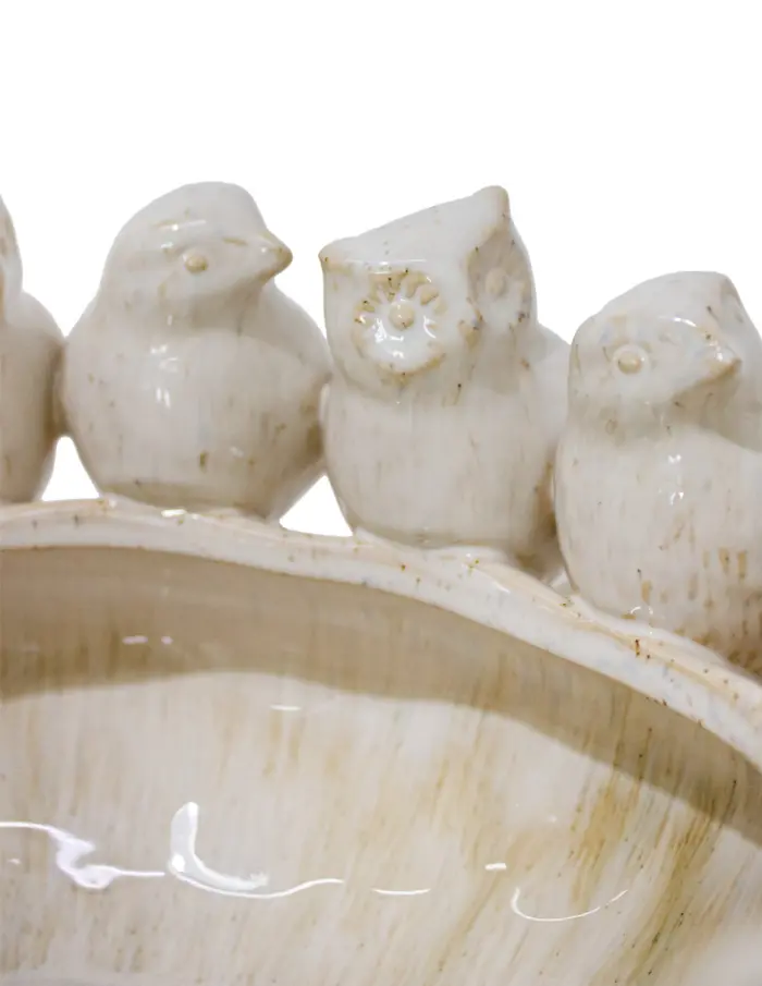 Base de porcelana blanca con buhos en la orilla de 37.5x37.5x15cm - Image 3