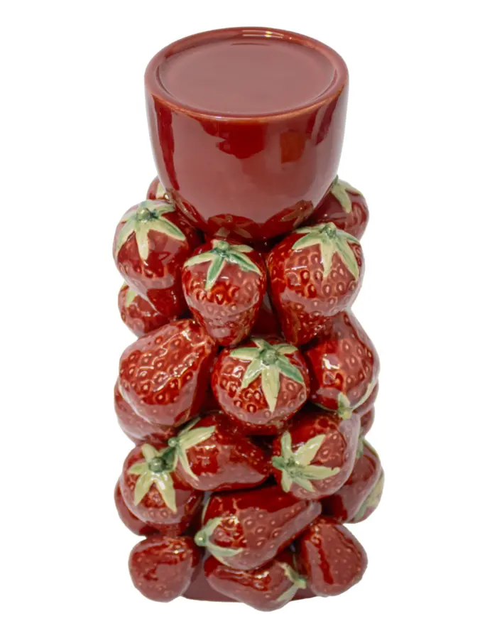 Candelabro de porcelana rojo forrado de fresas de 16.7x16.7x34cm - Image 2