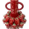 Jarron de porcelana rojo con fresas de 28.5x28.5x42cm - Image 2