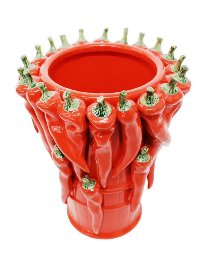 Florero de porcelana con chiles naranjas de 21.5x21.5x27cm - Image 2