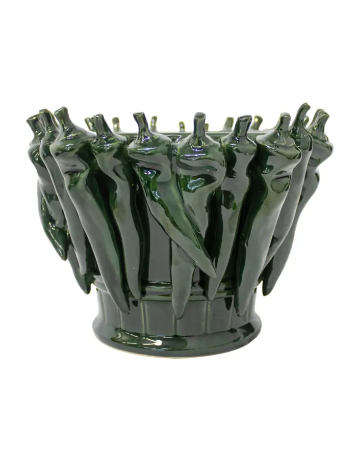 Base de porcelana diseño chiles verdes de 23x23x17cm - Image 2