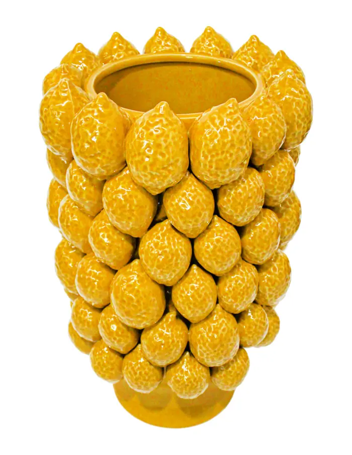 Florero de porcelana con limones amarillos de 26.7x26.7x40cm - Image 2