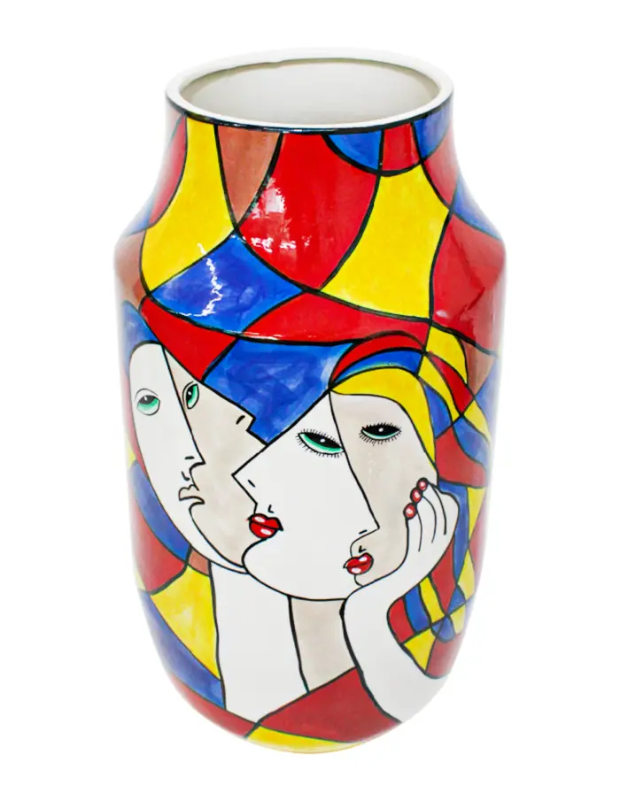 Jarrón de porcelana diseñó rostro de mujeres de 29.8x29.8x61.5cm - Image 2