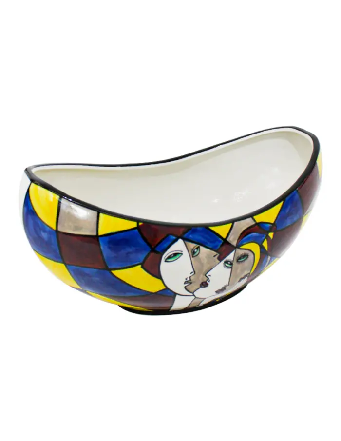 Frutero de porcelana diseño rostro de mujeres de 35x18.7x16.5cm - Image 2