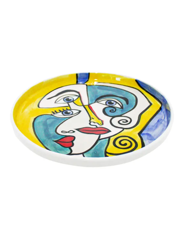 Plato de porcelana con rostros de mujeres de 28x28x2.7cm - Image 2
