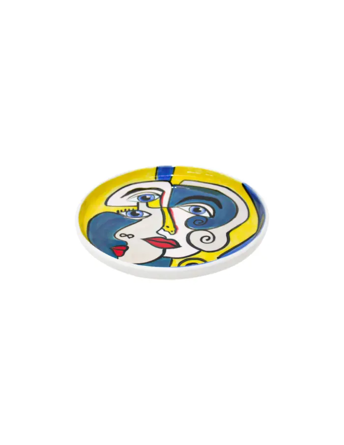 Plato de porcelana con rostros de mujeres de 20.5x20.5x2.5cm - Image 2