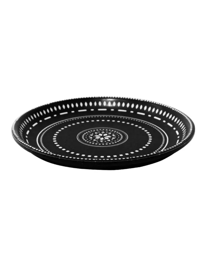 Plato de melamina negro diseño círculos de 21x21x2.3cm - Image 2