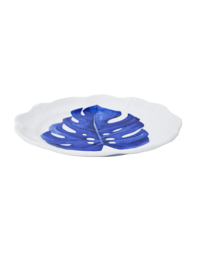 Plato de melamina estampado hoja azul de 22.9x22.9x2.4cm - Image 2