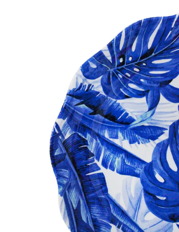 Plato de melamina estampado hoja azul de 27.9x27.9x2.9cm - Image 3