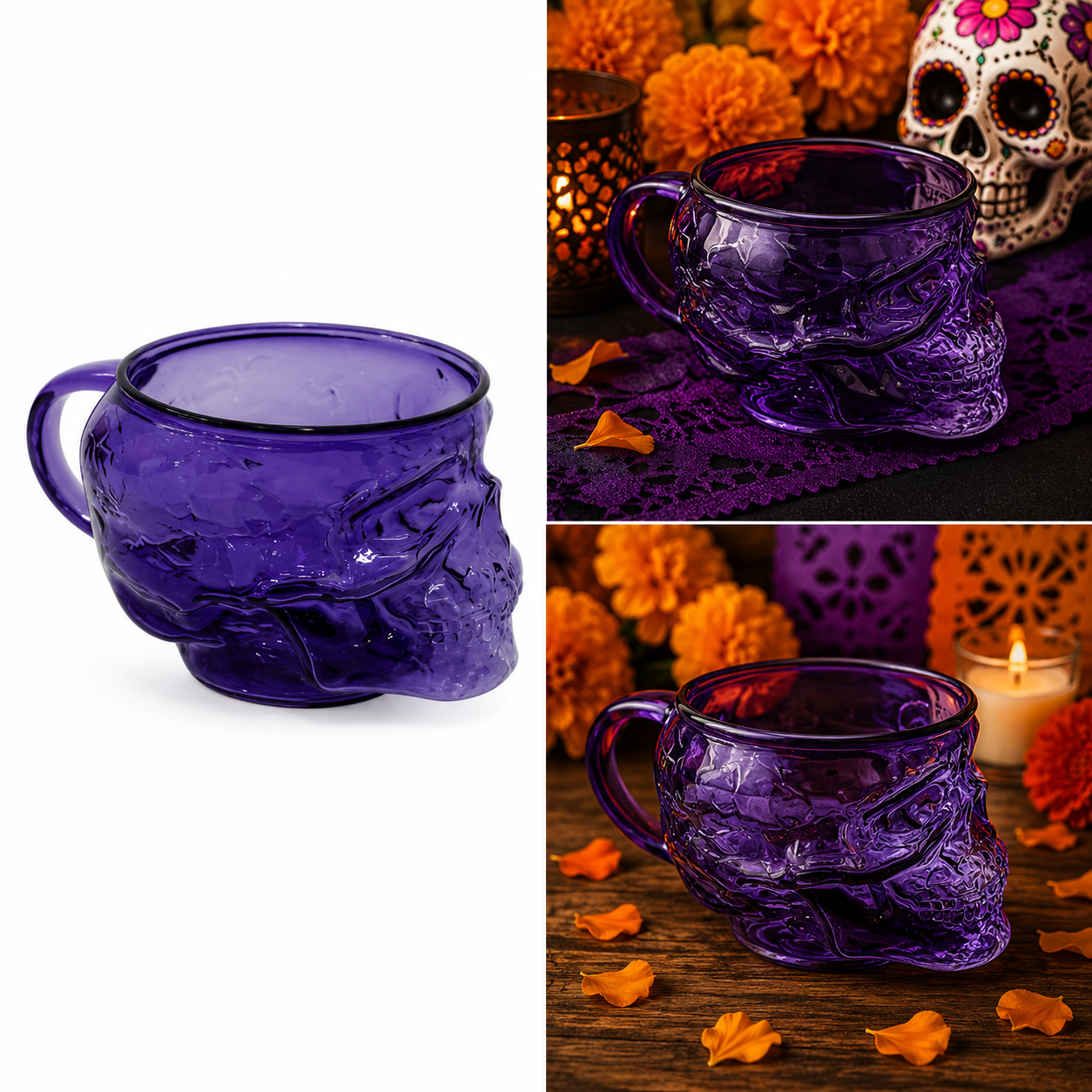 Taza de Cráneo Morada Translúcida