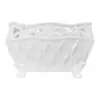 Maceta rectangular de porcelana blanca con orilla calada de 17.6x11.3x11.1cm - Image 2