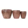 Juego de 3 macetas de cerámica de diseño café tipo madera de 37x37x36/28x28x32/21x21x28cm - Image 2