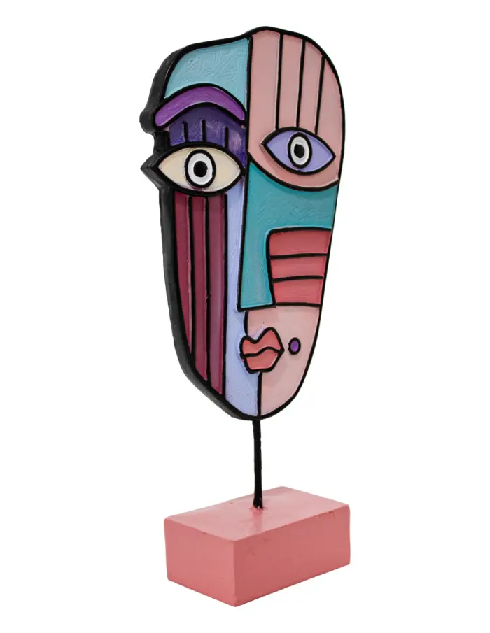 Escultura de rostro de mujer abstracto de resina de 18x7x37cm - Image 2