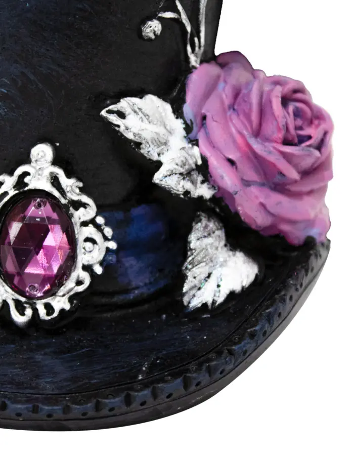 Sombrero con flores y plumas de resina de 12.5x11x13cm - Image 3
