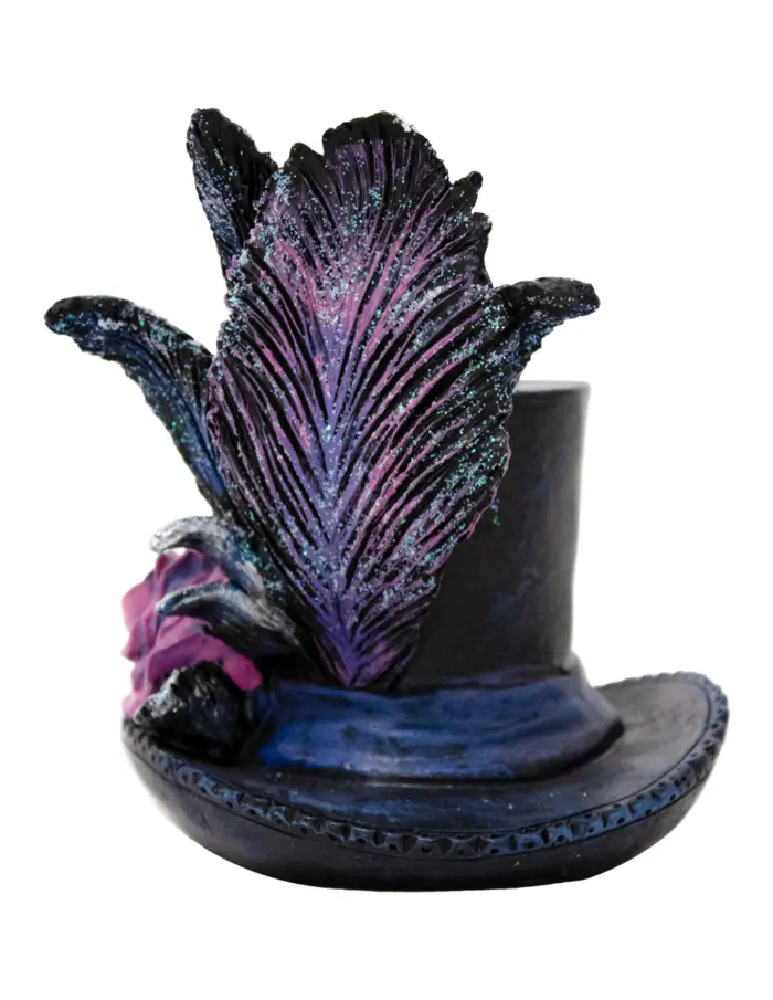 Sombrero con flores y plumas de resina de 12.5x11x13cm - Image 4