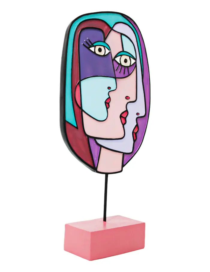Escultura de rostros de mujer abstractos de resina de 17.5x7x38cm - Image 2