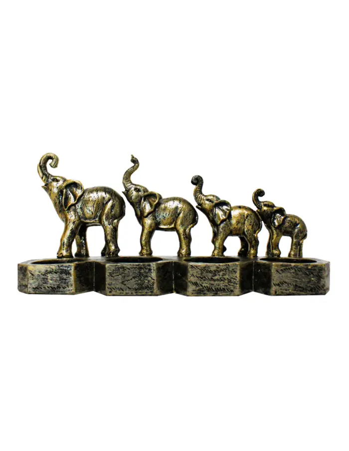 Candelabro de elefantes de resina de 24x8.5x11.5cm - Image 3