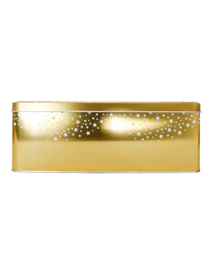 Caja de lámina dorado con blanco con ciervos y árboles de navidad de 26x18.4x9.4cm - Image 3