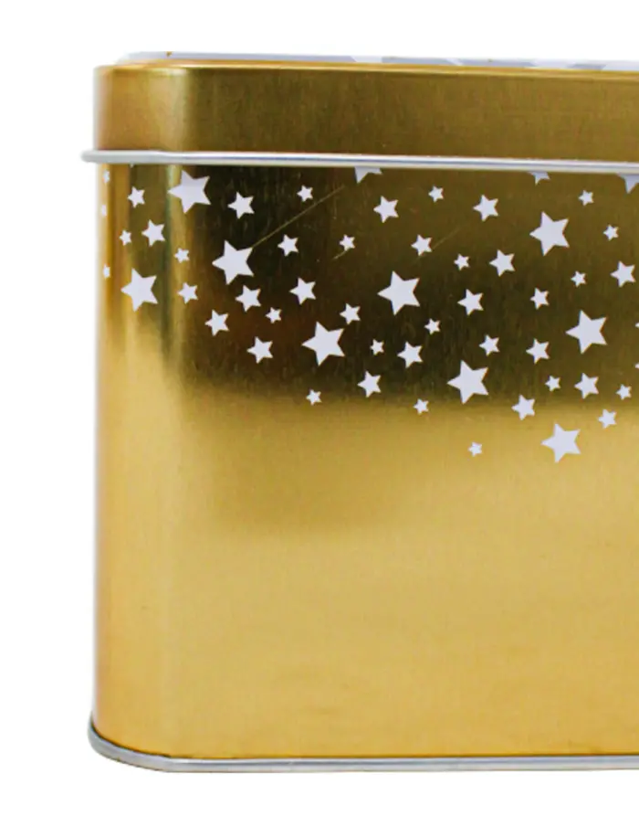 Caja de lámina dorado con blanco con ciervos y árboles de navidad de 26x18.4x9.4cm - Image 6