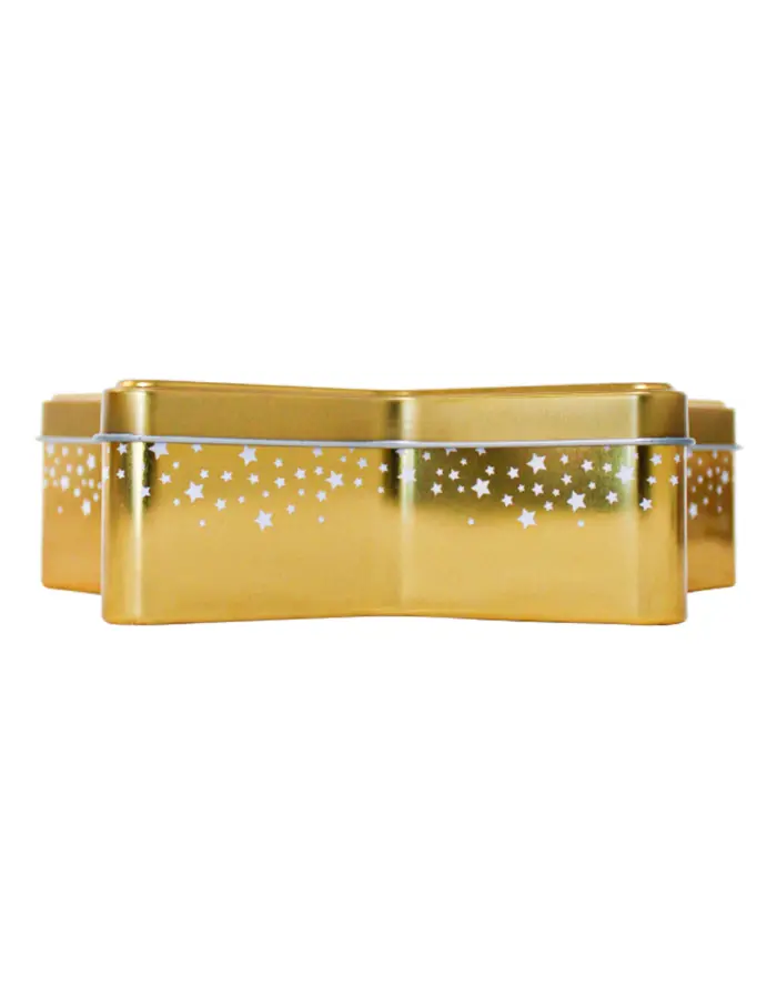 Caja de lámina de estrella dorada con ciervos y árboles de navidad de 22.9x22x6.1cm - Image 3