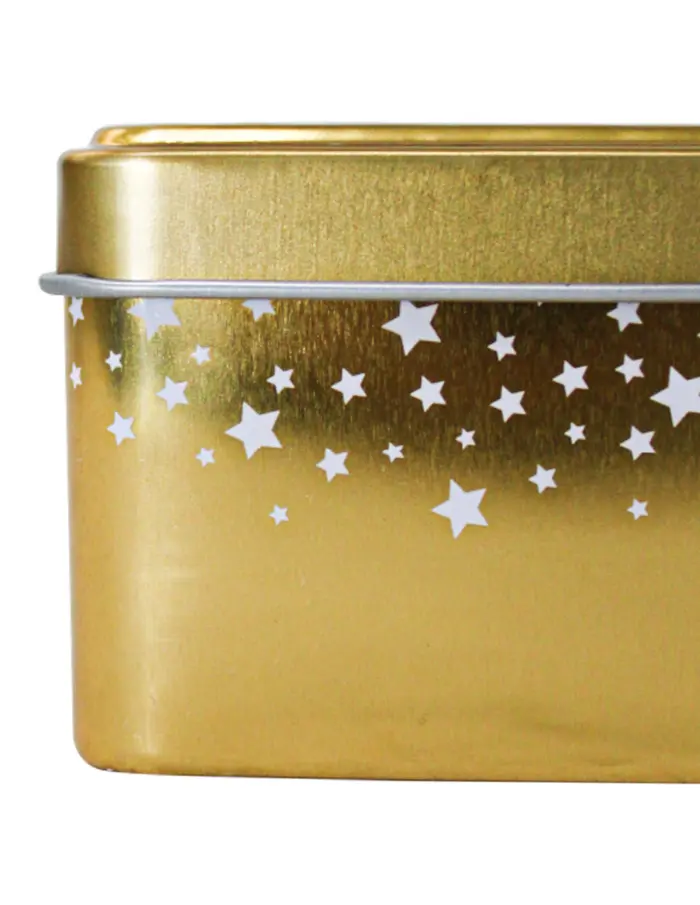 Caja de lámina de estrella dorada con ciervos y árboles de navidad de 22.9x22x6.1cm - Image 6
