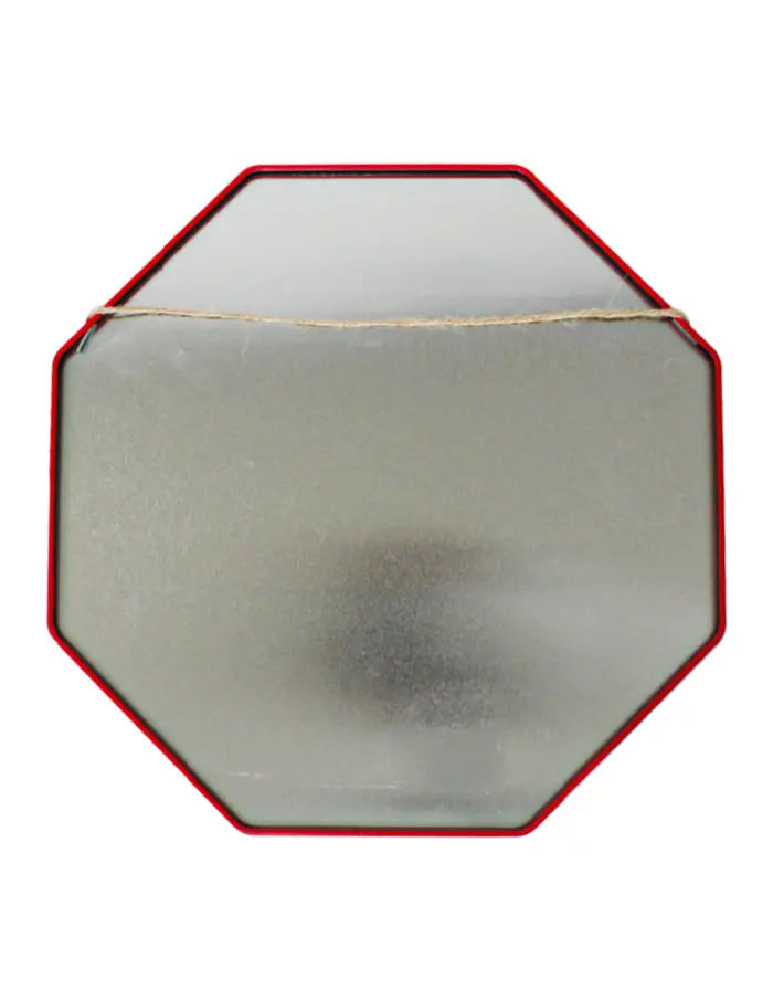 Señal de lámina hexagonal roja con textos de 30x30x0.7 cm - Image 3