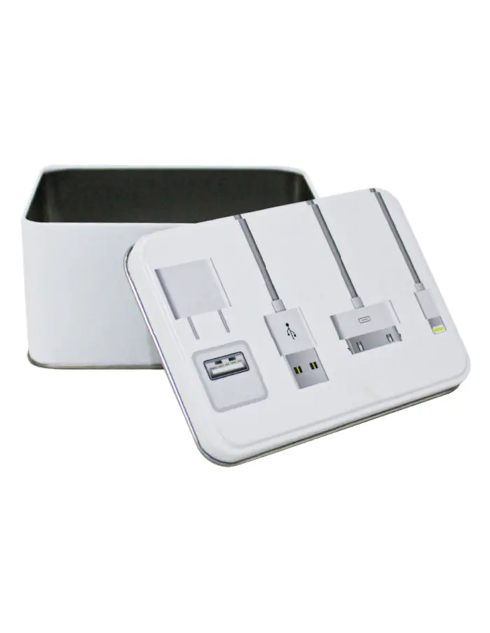 Caja de lámina blanca diseño cargadores para teléfono móvil de 14.1x10.1x7.3cm - Image 5
