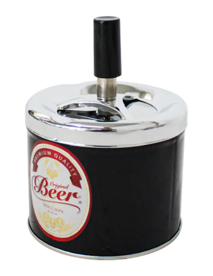 Cenicero de lámina con texto de cerveza negro de 9.2x12cm - Image 2