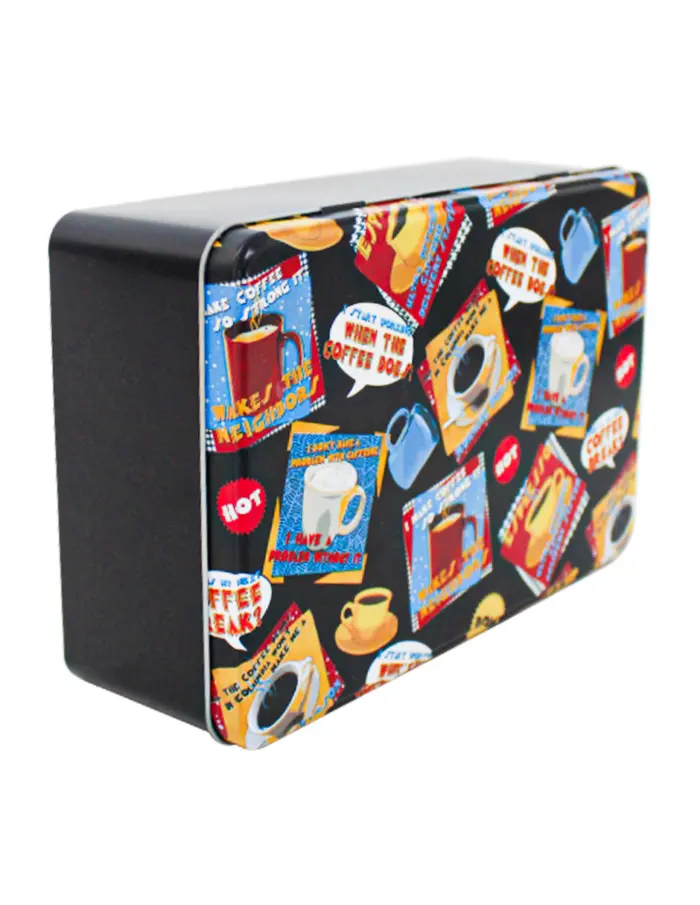 Caja de lámina rectangular diseño textos de café de 20x13x6.8cm - Image 2