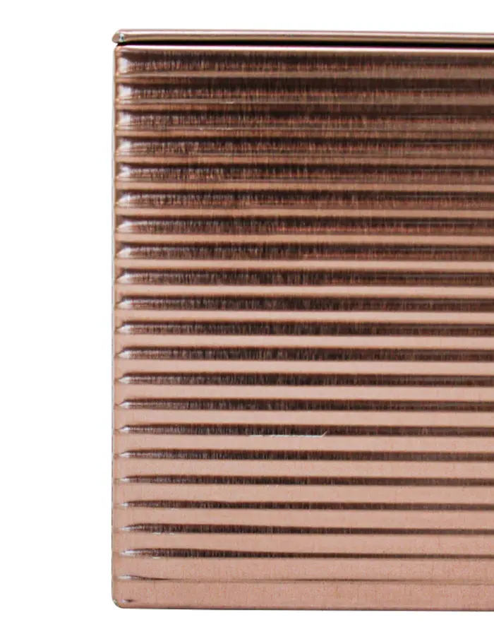 Caja de lámina rectangular cobre diseño rayas de 24x19.3x8.8cm - Image 4